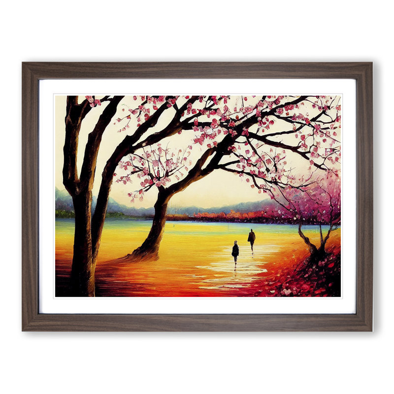 Cherry Blossom Tree Park Vol.5 - Framed Print, 46cm H x 64cm W x 2cm D, Walnut