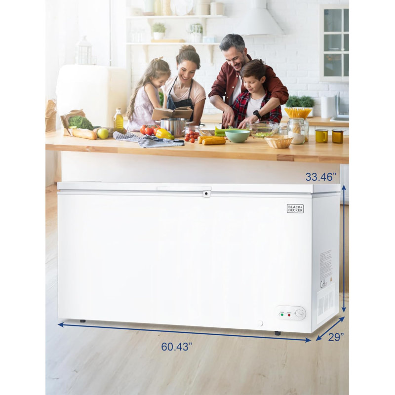 BLACK+DECKER 16.2 Cu. Ft. Chest Freezer, Deep Freezer with Top Opening, Freezer Chest with 2 Removable Storage Baskets, Mechanical Temperature Control, Manual Defrost, R600a Refrigerant,BCF1620E,White