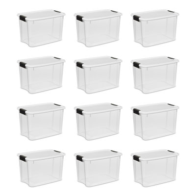 Sterilite Clear Plastic Stackable Storage Bin with White Latch Lid