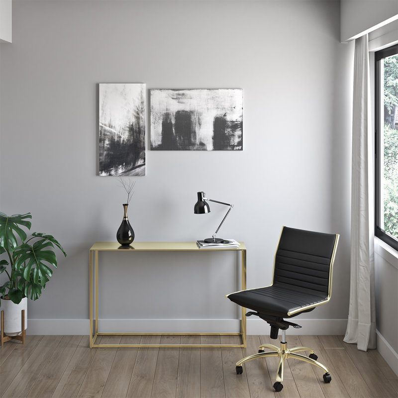 Naida Faux Leather Swivel Task Chair , Brown Faux Leather, No