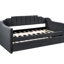 Lit de jour rembourré noir avec lit gigogne à roulettes - Lit gigogne simple de style moderne et chic, option de couchage polyvalente