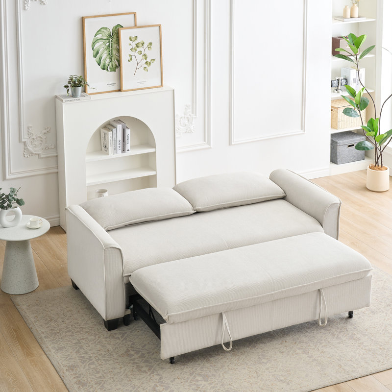 Kothan 78.4 '' Square Arms Sleeper Couch 3 in 1 Convertible Sleeper Sofa Bed with Pull Out Bed, Beige