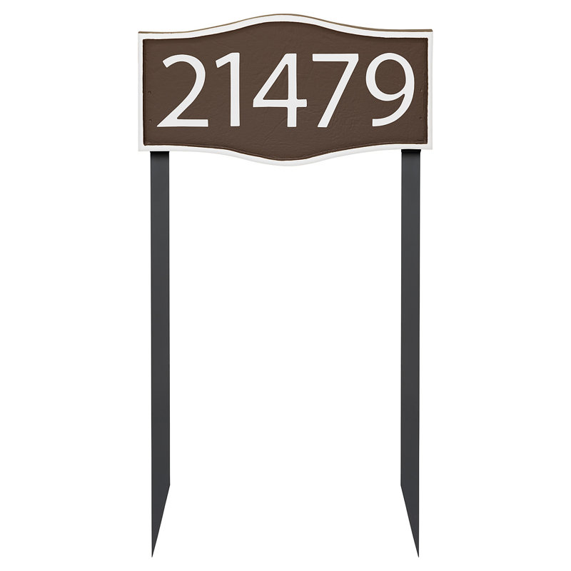 Enseigne d’adresse pour pelouse sur 1 ligne, Blanc, Cuivre