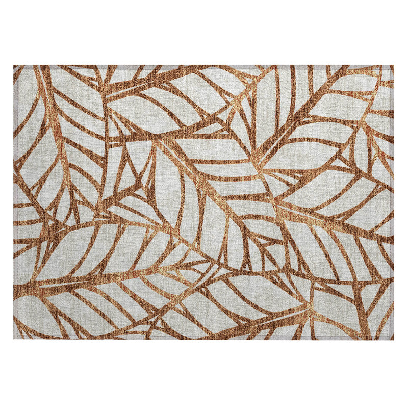 Neysa Washable Floral Indoor / Outdoor Rug, Rectangle 1'8" x 2'6"