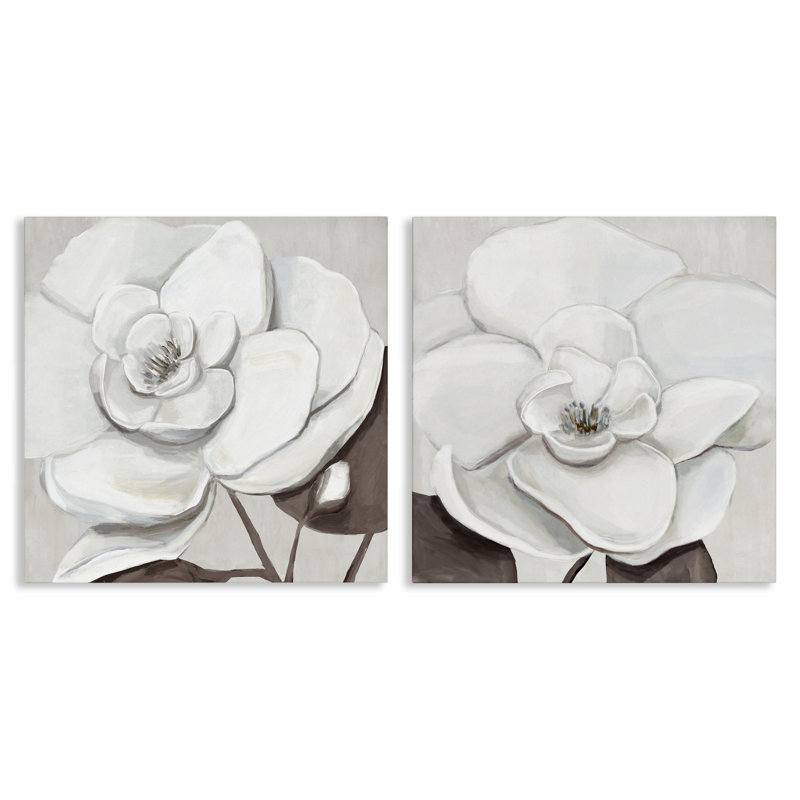 White Elegant Blooms 2pc Canvas Set, design by Hannah Dawson, 17" H x 17" W
