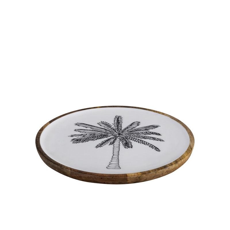 Assiette en bois de manguier naturel, H 1 po x l 16 po x P 16 po