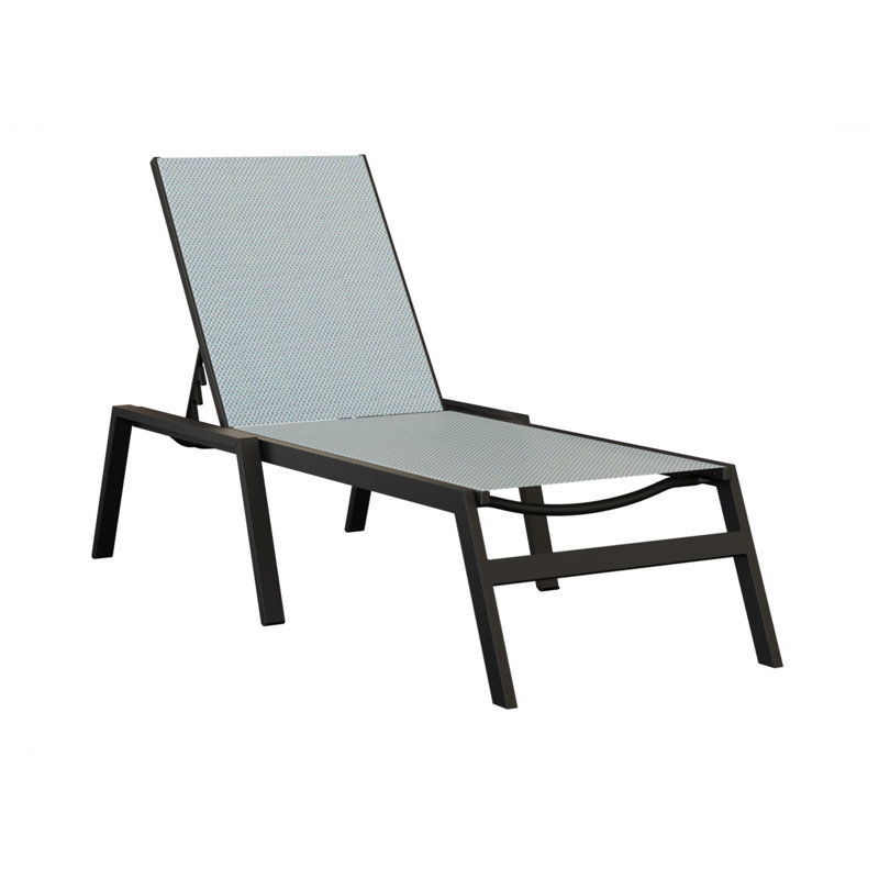 Berlin Gardens Vida Chaise Armless Lounge, Matte Black, Sky Blue