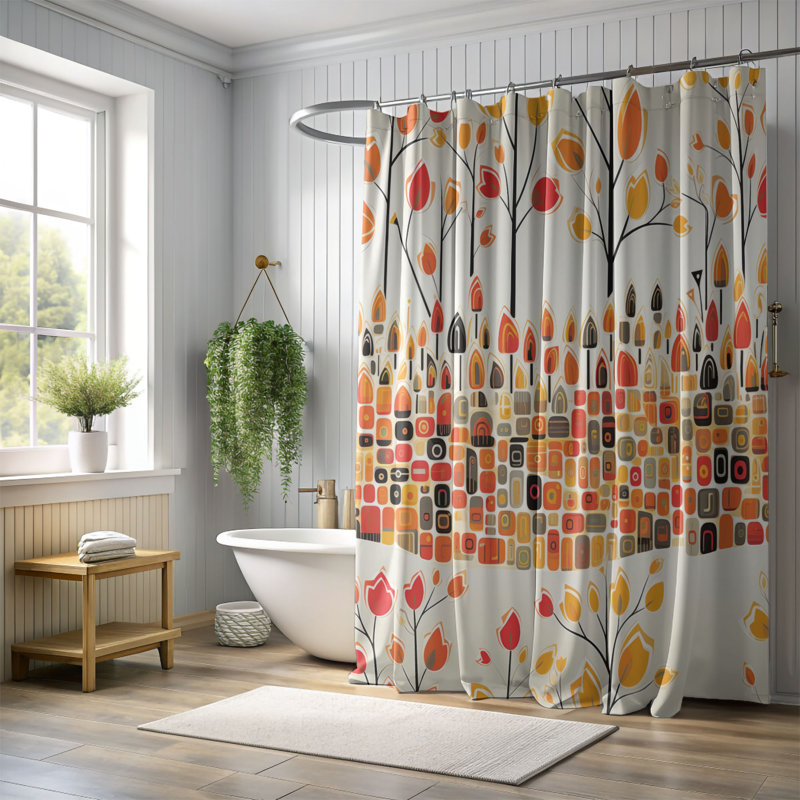 Aerowyn Abstract Shower Curtain, 74"H x 71"W