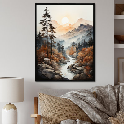 «Morning Fog Mountain Wonder II - Landscape Mountains», reproduction d'art sur toile encadrée
