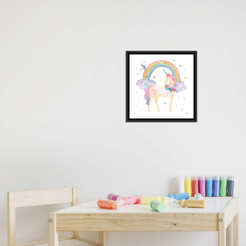 Décoration murale Magical Friends I Dragonfly Kids, H 18 po x l 18 po x 1,5 po, Toile avec cadre noir patiné