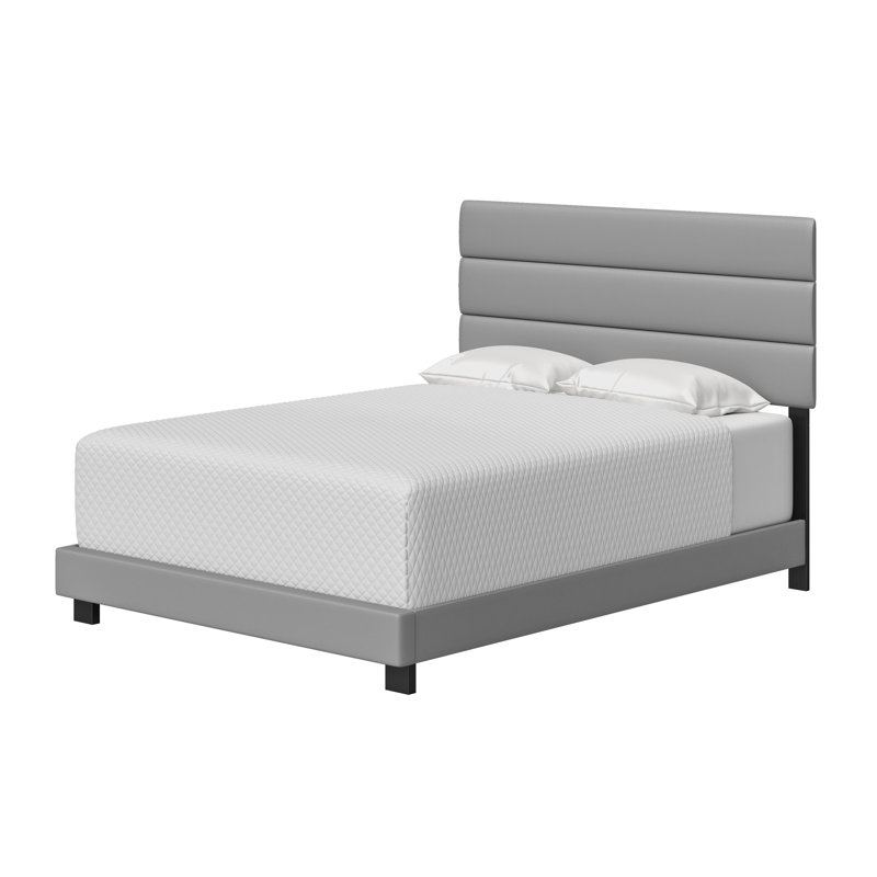 Boyd Sleep Napoli Faux Leather Fabric Upholstered Platform Bed Frame w/Adjustable Headboard, no Noise Strong Wood Slat Support, Box Spring/Foundation Required, Easy Effortless Assembly,