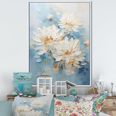 Chrysanthèmes blancs et bleus I - impression