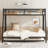 Twin Over Full Metal Bunk Bed With Twin Size Trundle, Black-890424700