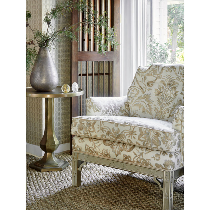 Modern Luxury Mansfield Print Fabric, Ivory & Burnished Gold