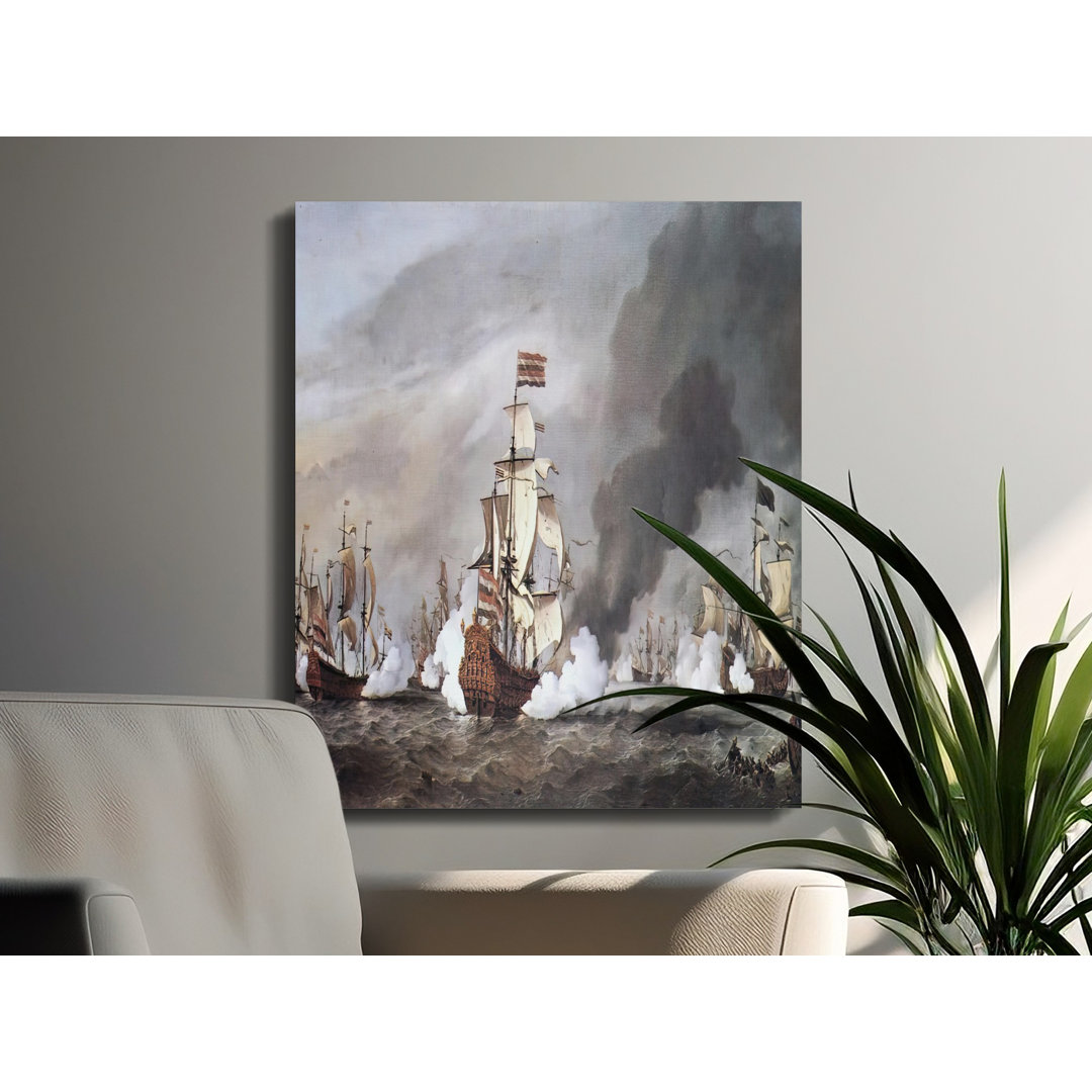 Naval Battle Canvas Wall Art, Sailing Ships, Gallery Wrapped, Maritime Art, Ready to Hang, Archival Quality, Statement Piece, Home Decor