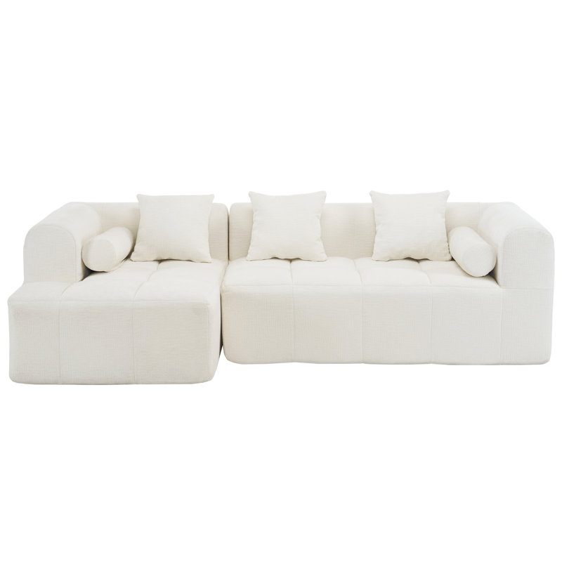 2 - Piece Upholstered Sectional, Beige Chenille