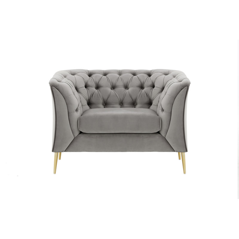 Septimus Upholstered Chesterfield Chair, Grey