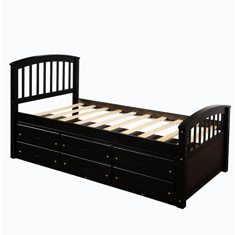 Lit plateforme simple avec rangement, Espresso