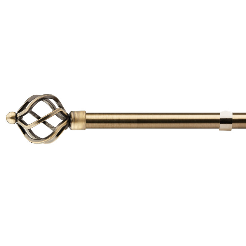 Abeer Extendable Eyelet Curtain Pole and Hardware Set, Antique Brass, 1.6 - 3m