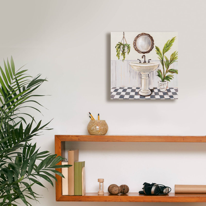Toile épique Graffiti «Crisp Cottage Bathroom 2» par Silvia Vassileva, 12 po x 12 po, H 12 po x l 12 po