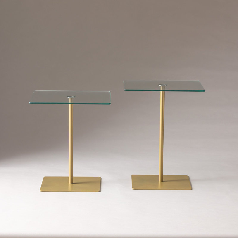 Ensemble de tables basses, Transparent, Doré