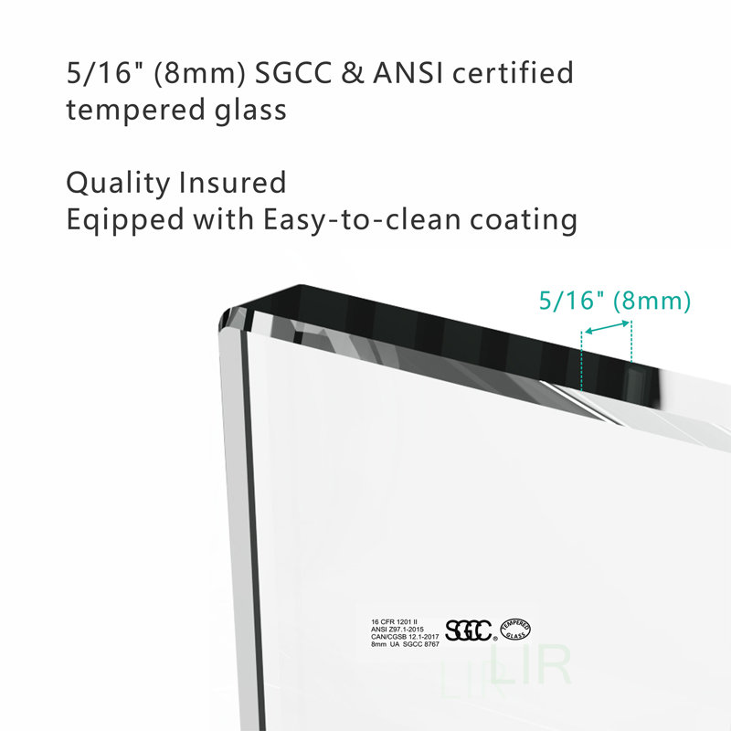 S-RM6076TB 56-60 Inch Wide X 76 Inch High Sliding Shower Door, 8Mm Frameless Glass With Towel Bar And Handle, Shower Door