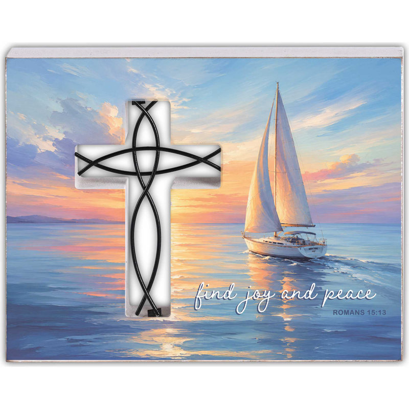 Tabletop Wire Plaque Sailboat Find Peace