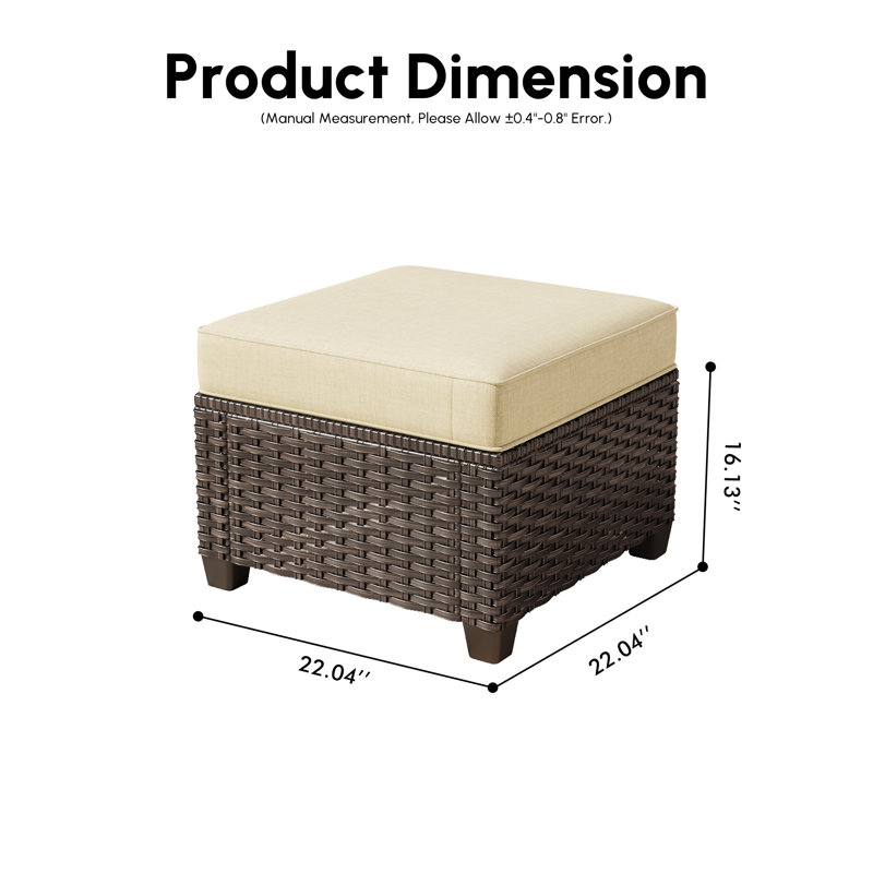 Repose-pieds d'extérieur en osier Eaker, Beige