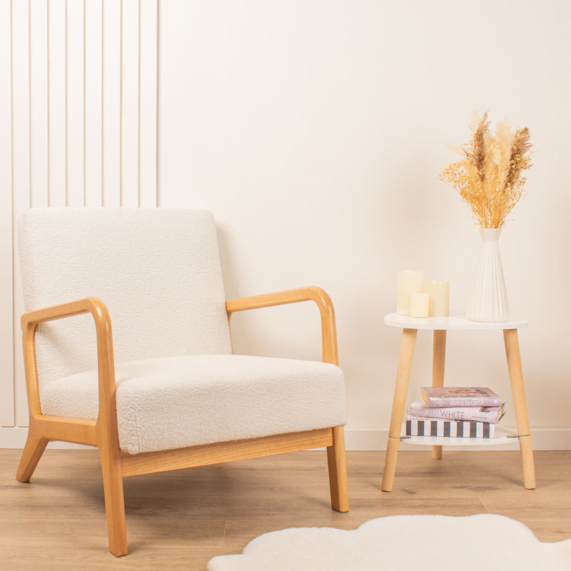 Boucle Accent Chair (Curved Arms), Cream
