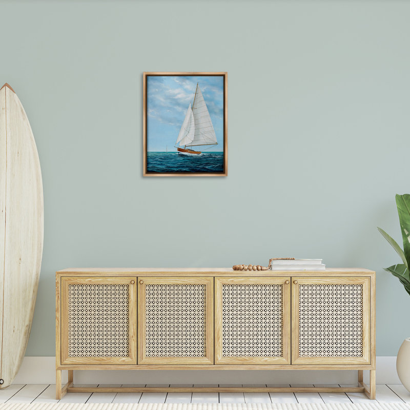 "Vagues nautiques" par Max Maxx sur toile, Cadre flottant orme Montalcino, H 31 po x l 25 po