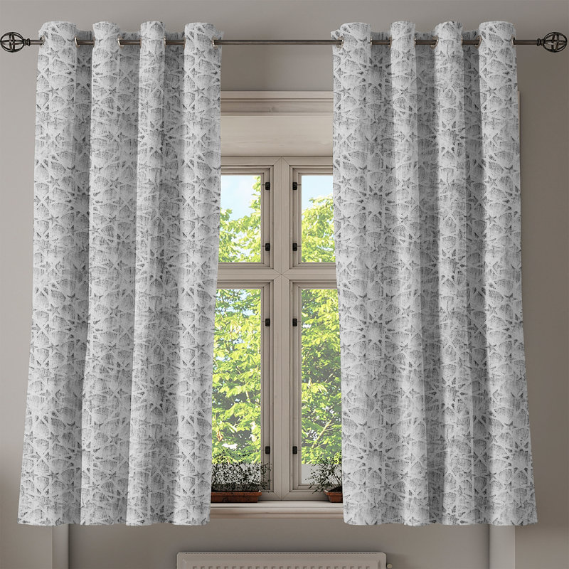 Red Barrel Studio® avec œillets et motif floral vieilli 50 po x 84 po gris pâle / gris anthracite, L 50 po x L 54 po