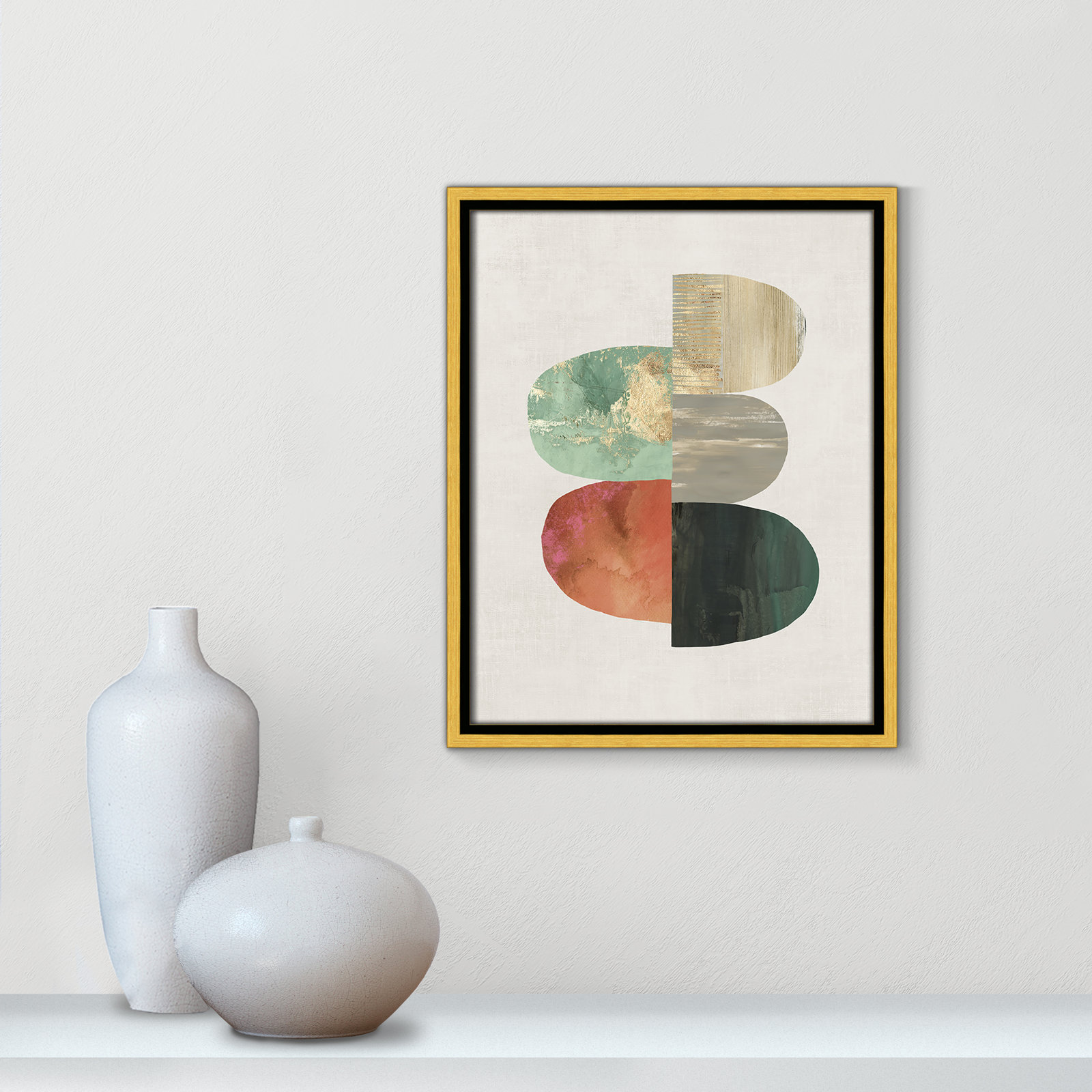 Evolving Energy I - Painting Print, Picture Framed Canvas, 15.5" H x 12.5" W, Gold