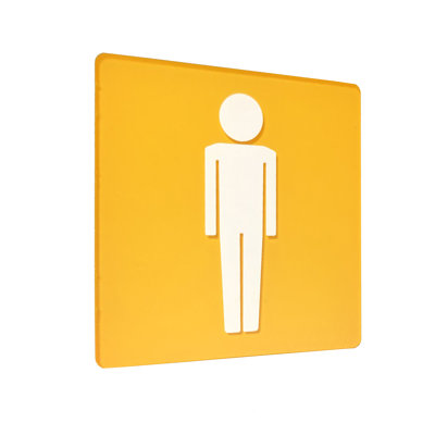 Men's Restroom Yellow 4.75 x 4.75" Indoor Outdoor Made from 1/8" Thick Acrylic