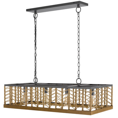 Luminaire suspendu carré / rectangulaire gris anthracite à 4 lumières Ayele