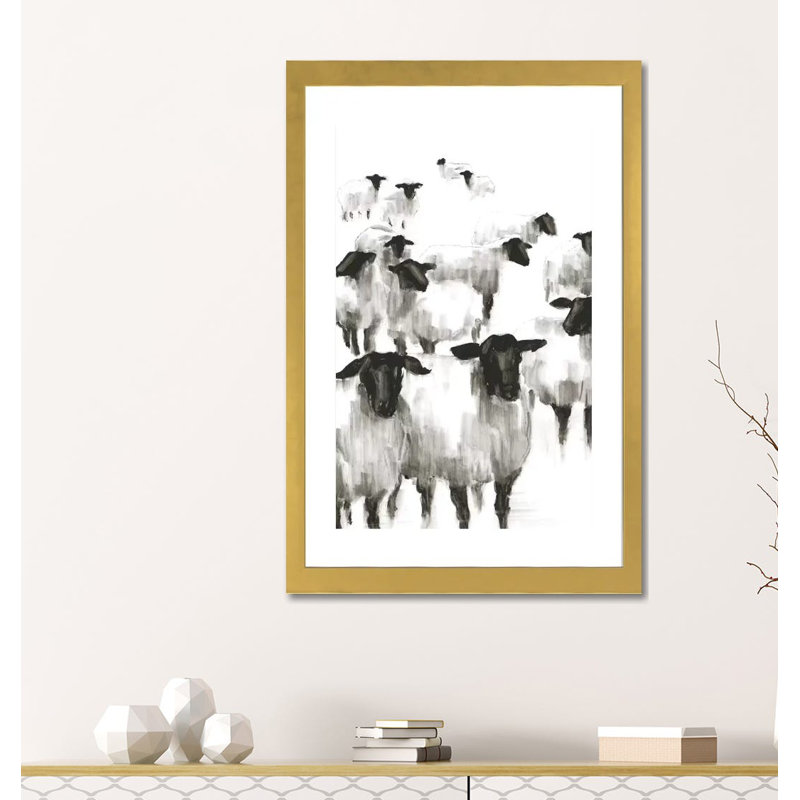 Print, H 32 po x l 24 po x P 1 po, Papier encadré noir, Blanc