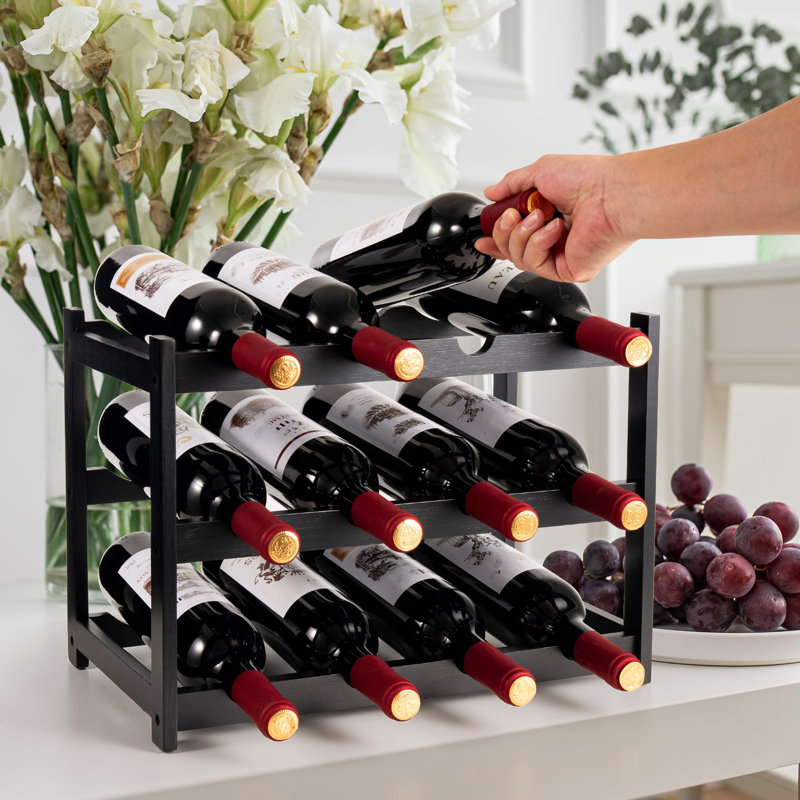12 Bottle Wine Bottle Rack Black