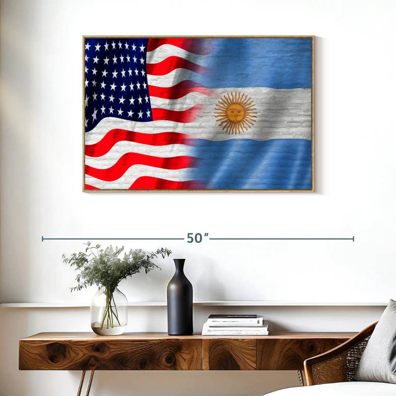 États-Unis et l'Argentine Molesley, Cadre flottant en bois naturel, 37 po x 25 po