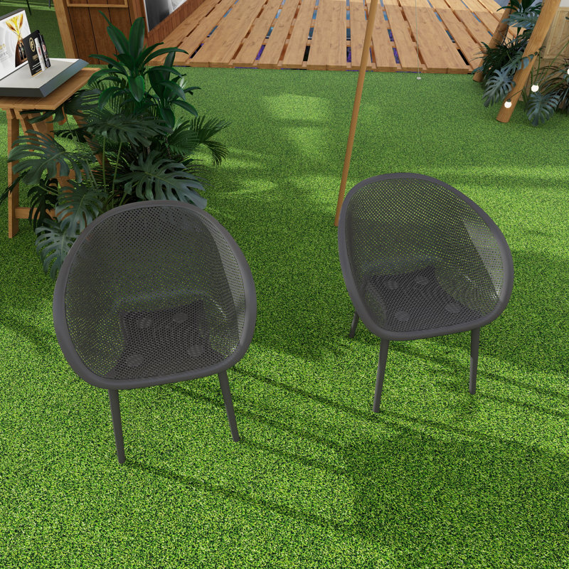 Indoor/Outdoor Lounge Chair Accent Chair (Set Of 2), Gray