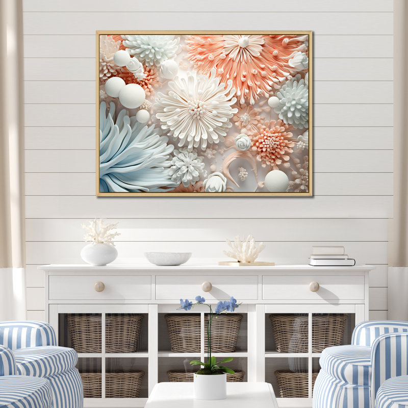 «Colorful Coral Reef Heaven IV», art mural grand corail sous l'eau, Cadre naturel flottant, H 12 po x l 20 po x P 1 po