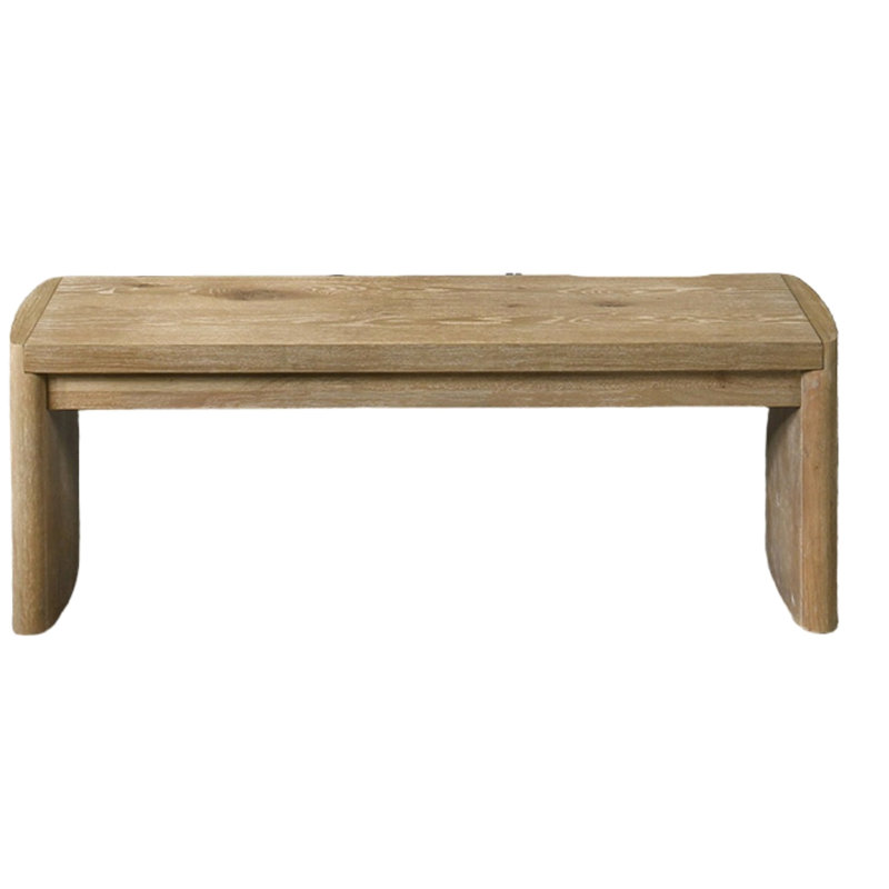 Banc de salle à manger contemporain en chêne avec revêtement en bois massif et placage, l 50,5 po x P 16 po H 18,5 po, fini en bois d'hévéa d'ingénierie