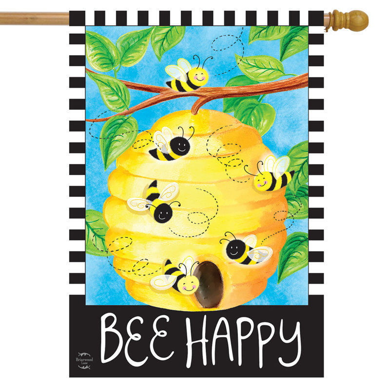 Bee Happy Bees Spring House Flag