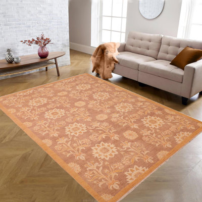 Tapis taupe / beige en laine noué à la main 6 pi 2 po x 8 pi 1 po Broadnax
