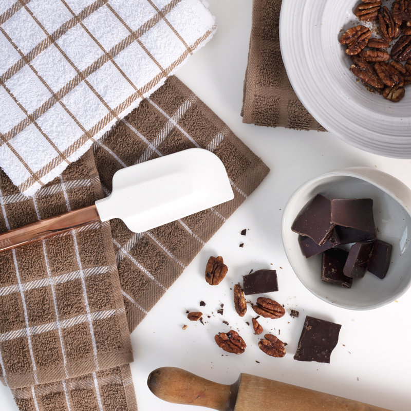 Cotton Plaid Dish Cloth Kitchen Towel, Mocha