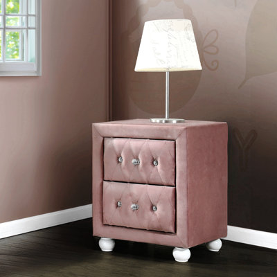 Table de chevet 2 tiroirs rose