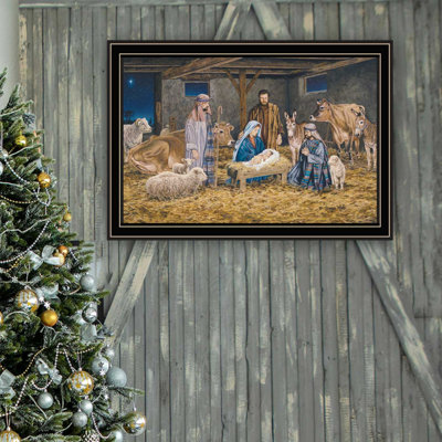 The Greatest Gift Of All Nativity Scene Framed Wall Art, Christian Christmas Decor For Living Room And Bedroom, Religious Spiritual Print By Bonnie Mohr | Gift Idea