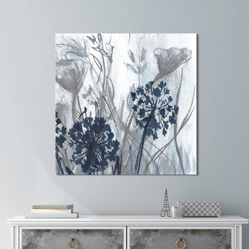 « indigo field 2 », reproduction de peinture à l’acrylique sur toile, H 18" x l 18" x P 1"