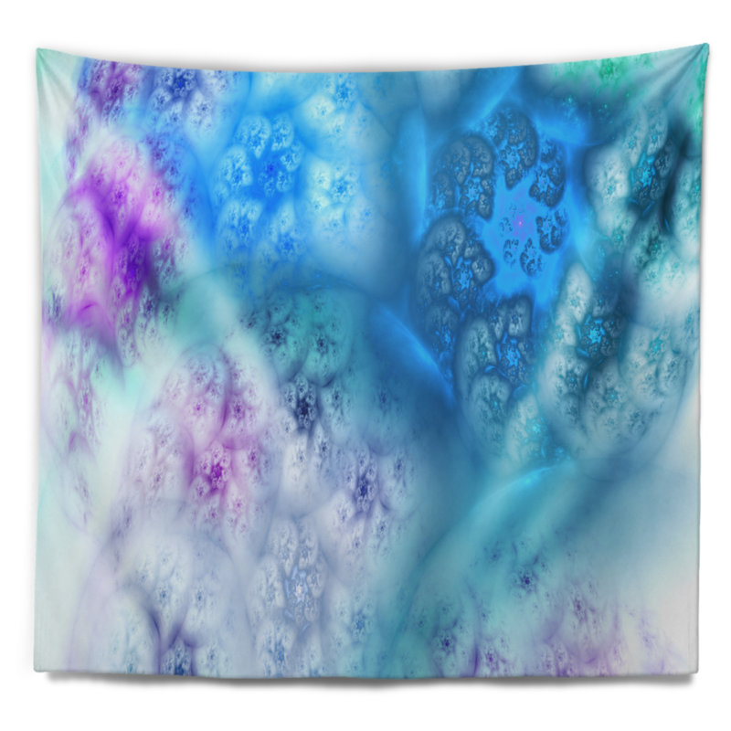 Tapisserie abstraite, bleu clair, ciel orageux, H 50 po x l 60 po