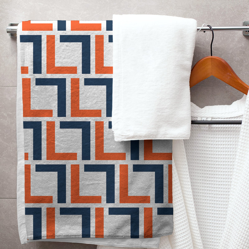 Bath Towel, White/Orange/Blue