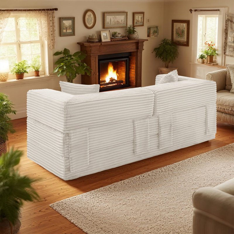78"Convertible Sleeper Sofa Bed with 3 Pillows, 2 in 1 Pull Out Cloud Sofa Bed,Corduroy Folding Mattress Couch Removable And Washable Sofa, Yoga Sofa Lounge Couch for Living Room Bedroom