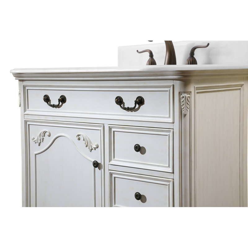 Ensemble de meuble-lavabo simple 36 po Angelique, Blanc antique, Blanc pur